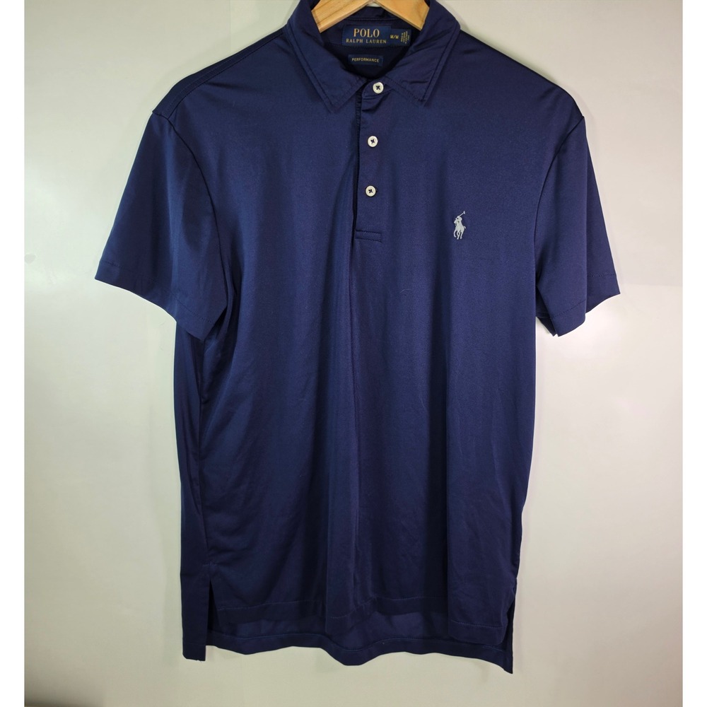 Polo Ralph Lauren Performance Shirt Mens Medium Blue Polyester Stretch Golf Polo